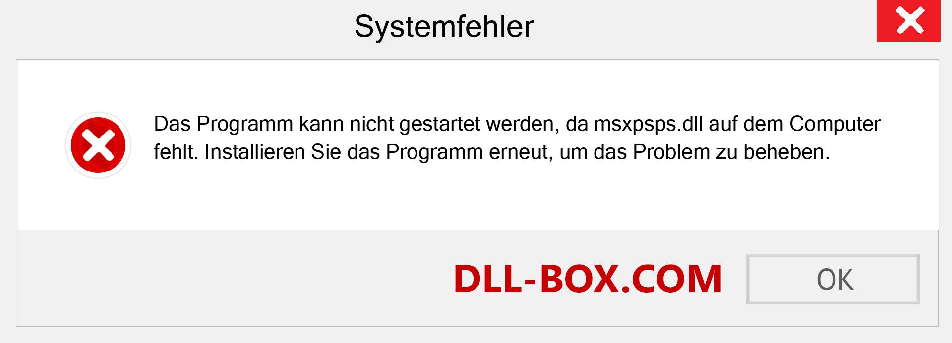 msxpsps.dll-Datei fehlt?. Download für Windows 7, 8, 10 - Fix msxpsps dll Missing Error unter Windows, Fotos, Bildern